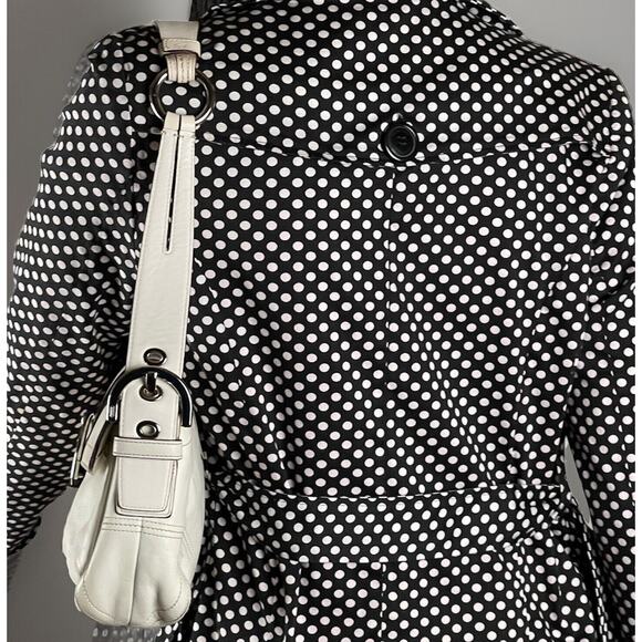 COACH Soho 9434 Double Pocket Flap Shoulder Bag White Leather Purse Y2k 2005 - Picture 9 of 15